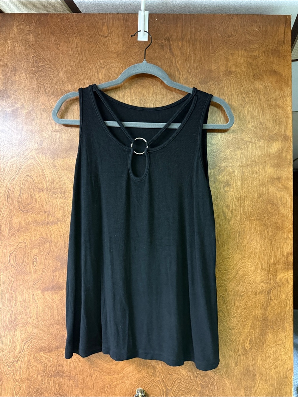 Amazon Black Sleeveless Tank with Ring Accent
